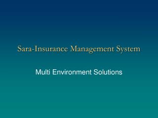 Sara-Insurance Management System