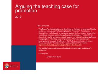 Arguing the teaching case for promotion