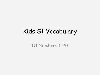 Kids S1 Vocabulary