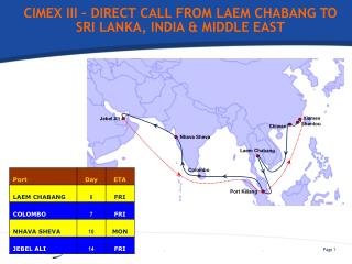 CIMEX III – DIRECT CALL FROM LAEM CHABANG TO SRI LANKA, INDIA &amp; MIDDLE EAST