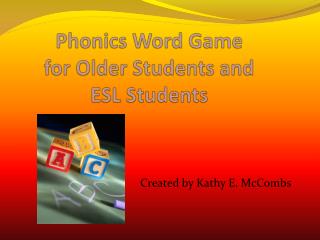 Phonics Word Game for Older Students and ESL Students
