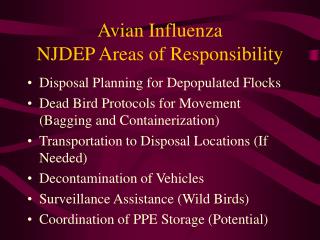 Avian Influenza NJDEP Areas of Responsibility