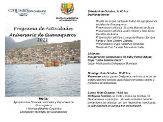 Invita: Agrupaciones Sociales, Vecinales y Deportivas de Guanaqueros I. Municipalidad de Coquimbo