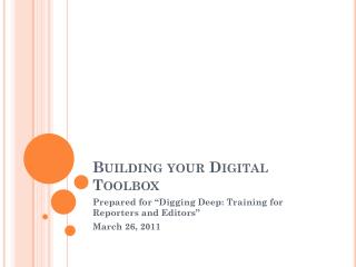 Building your Digital Toolbox