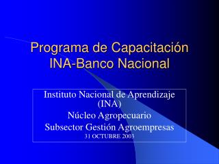 Programa de Capacitación INA-Banco Nacional