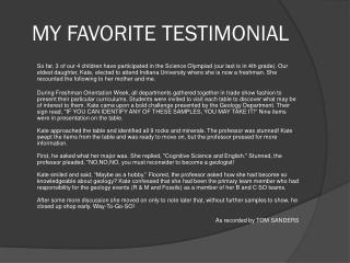 MY FAVORITE TESTIMONIAL