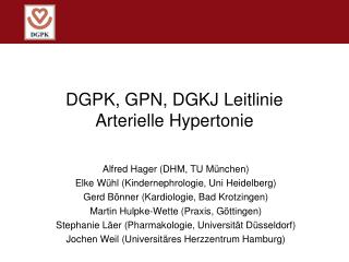 DGPK, GPN, DGKJ Leitlinie Arterielle Hypertonie