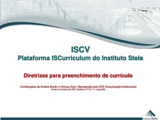 ISCV Plataforma ISCurriculum do Instituto Stela