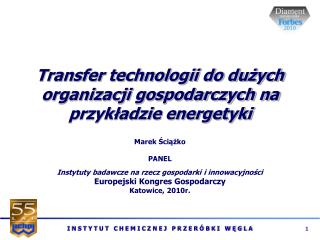 Transfer technologii do dużych organizacji gospodarczych na przykładzie energetyki