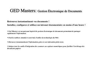 GED Masters: Gestion Électronique de Documents