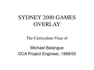 SYDNEY 2000 GAMES OVERLAY