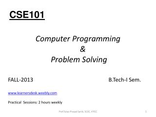 Computer Programming &amp; Problem Solving