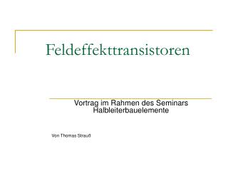 Feldeffekttransistoren