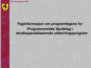 Faginformasjon om programfagene for