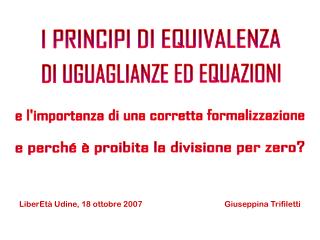 DI UGUAGLIANZE ED EQUAZIONI