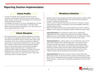 Reporting Solution Implementation