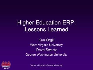 Higher Education ERP: Lessons Learned