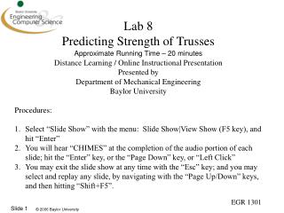 Lab 8 Predicting Strength of Trusses Approximate Running Time – 20 minutes