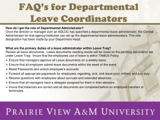 FAQ’s for Departmental Leave Coordinators