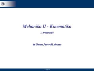 Mehanika II - Kinematika