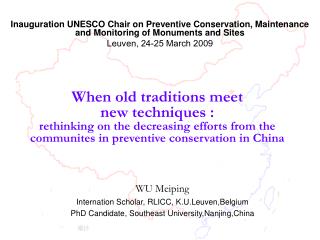 WU Meiping Internation Scholar, RLICC , K.U.Leuven,Belgium
