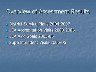 Overview of Assessment Results