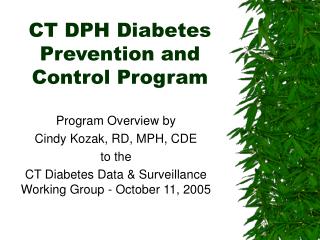 CT DPH Diabetes Prevention and Control Program