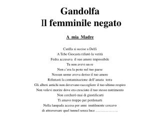 Gandolfa  I l femminile negato