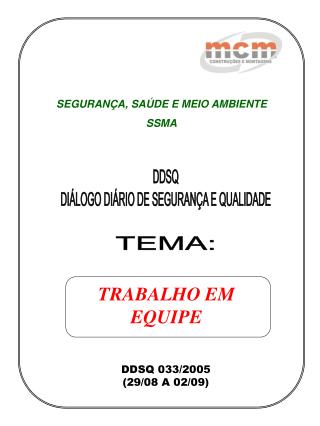 DDSQ DIÁLOGO DIÁRIO DE SEGURANÇA E QUALIDADE