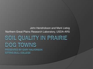 Soil Quality in Prairie Dog Towns Presented by Gary Halvorson Sitting Bull College