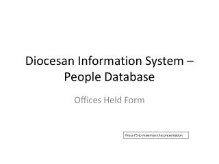 Diocesan Information System – People Database