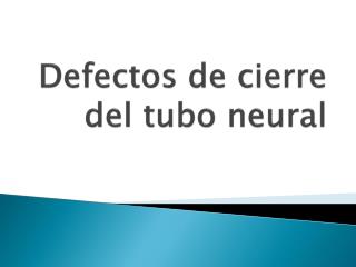 Defectos de cierre del tubo neural