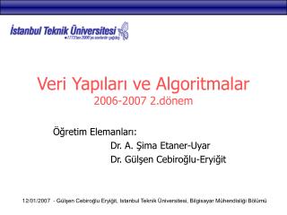 Veri Yapıları ve Algoritmalar 2006-2007 2.dönem
