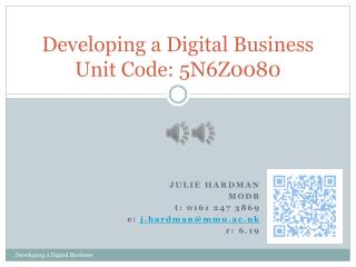 Developing a Digital Business Unit Code: 5N6Z0080