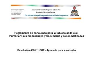 Reglamento de concursos para la Educación Inicial,