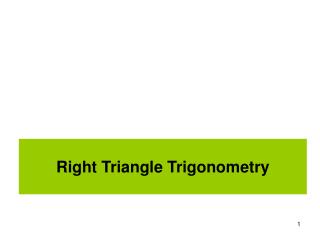 Right Triangle Trigonometry