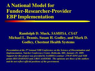 A National Model for Funder-Researcher-Provider EBP Implementation