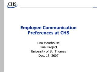 Employee Communication Preferences at CHS