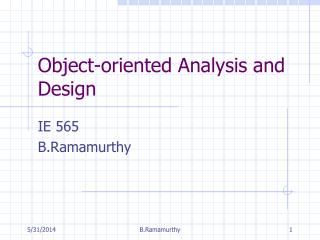 Object-oriented Analysis and Design