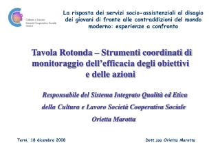 Responsabile del Sistema Integrato Qualità ed Etica