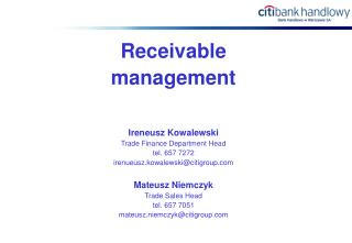 Receivable discounting solution Single obligor approach Full recourse versus non-recourse