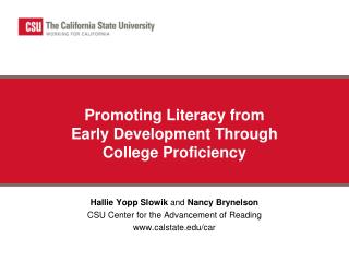 Promoting Literacy from Early Development Through College Proficiency