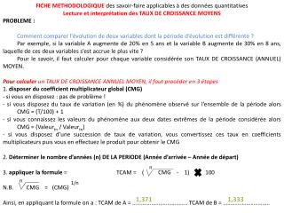 FICHE METHODOLOGIQUE des savoir-faire applicables à des données quantitatives