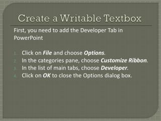 Create a Writable Textbox