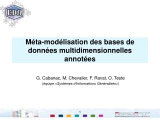 Méta-modélisation des bases de données multidimensionnelles annotées