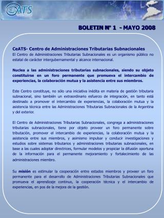 BOLETIN N° 1 - MAYO 2008