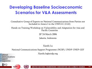 Developing Baseline Socioeconomic Scenarios for V&amp;A Assessments
