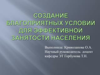 Создание благоприятных условий для эффективной занятости населения