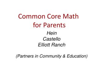 Common Core Math for Parents
