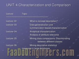 UNIT-4 Characterization and Comparison